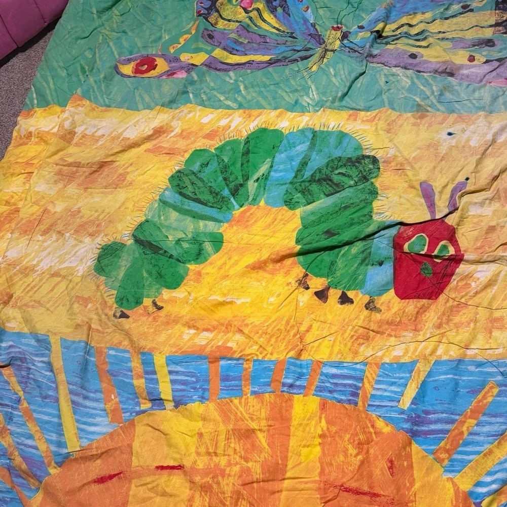 Eric Carle Very Hungry Caterpillar Full Comforter Butterfly Sun Reversible VTG - Picture 5 of 8